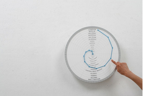 創(chuàng)意時鐘 螺旋曲線世界時鐘