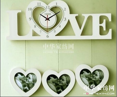 甜蜜飾品上墻時尚可愛的婚慶掛鐘