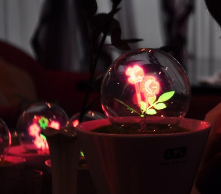 可以點亮的盆栽花火小夜燈