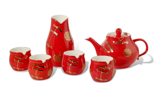 唐裝造型的茶具