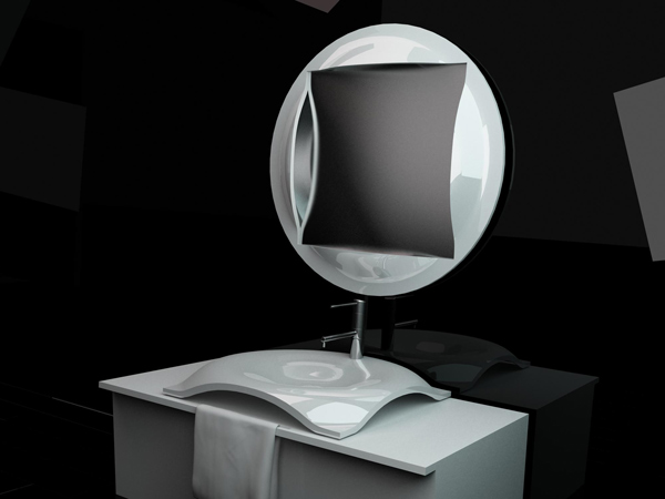 根據水面波紋設計的洗臉盆